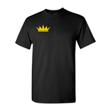 Black T-shirt with Gold Crown Pocket Print